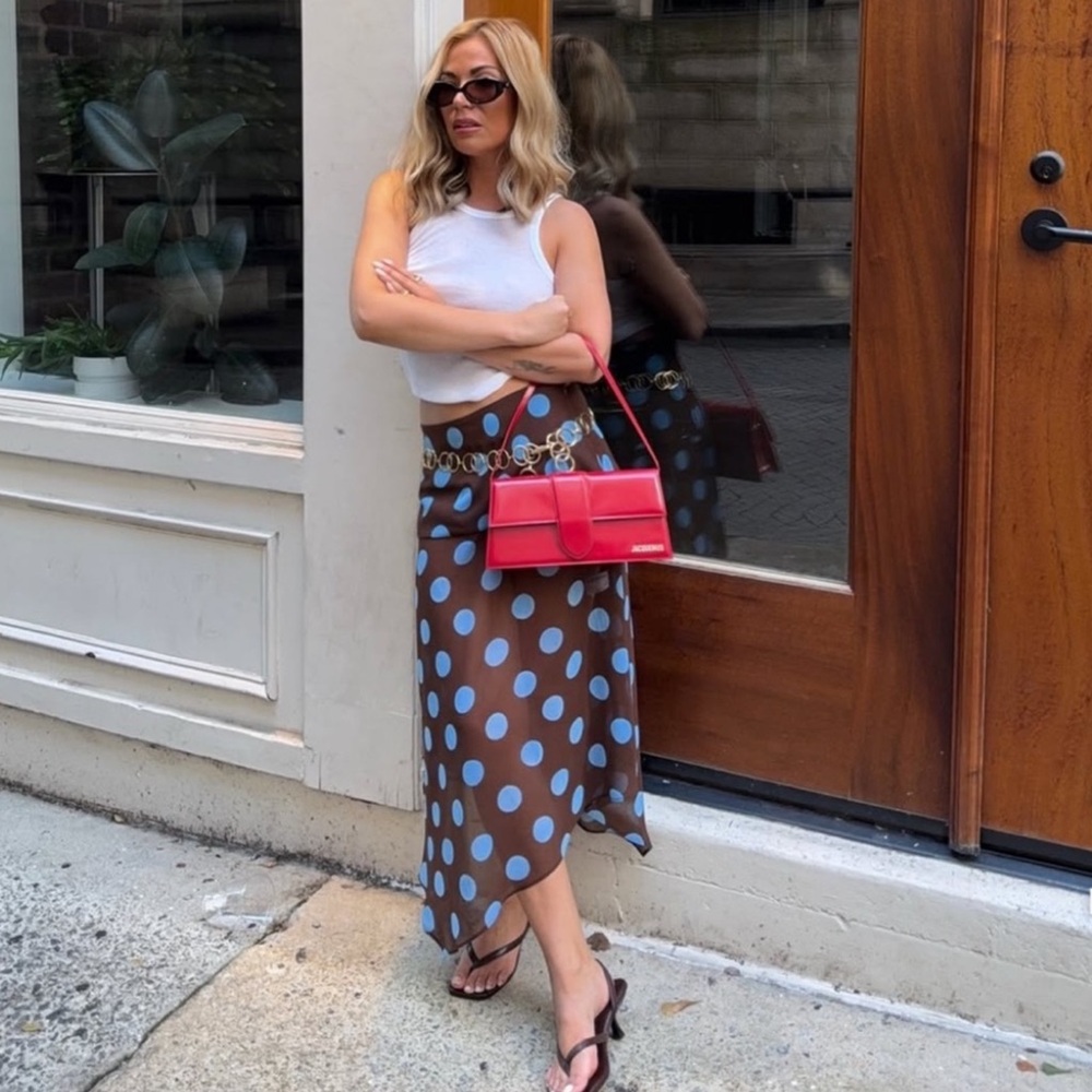Zara POLKA DOT ASYMMETRIC SKIRT